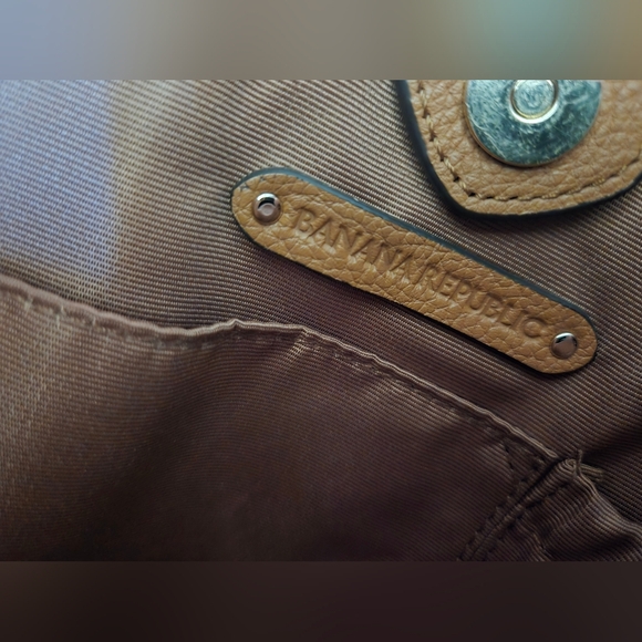 Banana Republic Pebbled Cow Leather Tote Bag Brown Tan Shoulder Purse - Picture 7 of 7